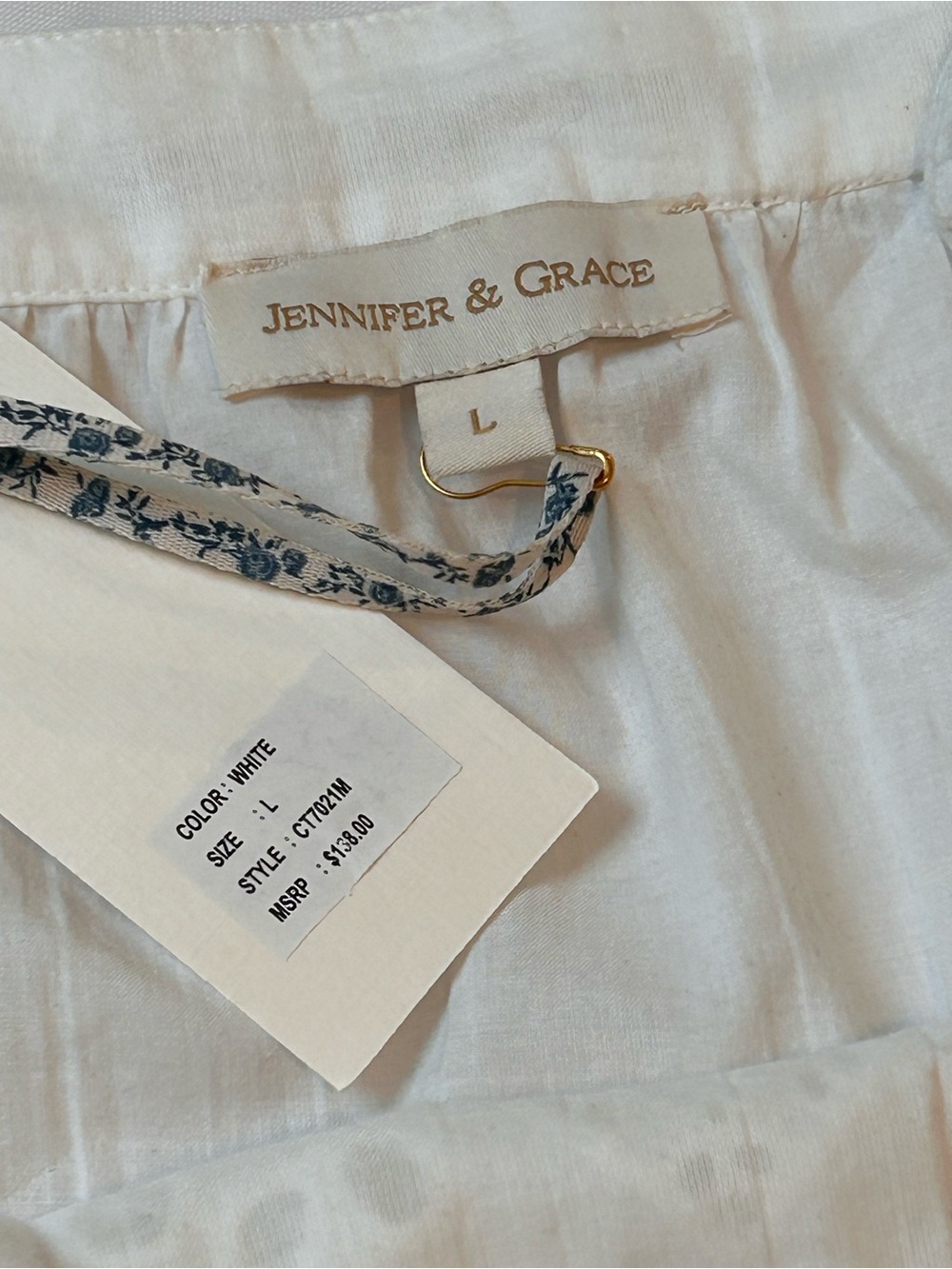 White Embroidered Square-Neck Blouse 100% cotton - Picture 5 of 10
